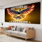 16x7FT 250 Years of Freedom Garage Door Banner, Ameri-ca Eagle with Fire Wings Design 1776–2026, Extra Large Patriotic Outdoor Garage Door Cover for Independence Day Decor - Image 7