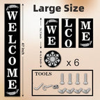 Wind Resistant Long Welcome Sign for Front Door Porch Standing, Interchangeable Wood Door Signs Welcome Door Decors for Home Outdoors, with 12 Seasonal Hangers Welcoming every Seasons - Image 6