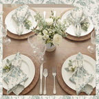 Mindsoft Sage Green Floral Linen Napkins (Set of 12) -18x18 Inch Linen Dinner Napkins - Reusable Washable Cottagecore Decor for Weddings & Parties - Image 5