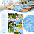 12Pack Light Blue Cheesecloth Table Runner 10FT Wedding Party Decor - Image 3