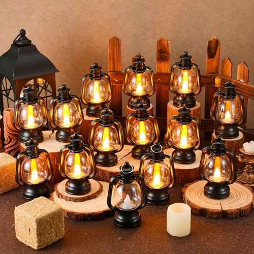 Ferraycle 24 Pcs Mini Lanterns Bulk 6 Inch Black Lamp Table Centerpieces - Image 2