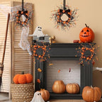 12 PCS Mini Halloween Wreaths for Kitchen Cabinets Pumpkin Door Wreaths - Image 4