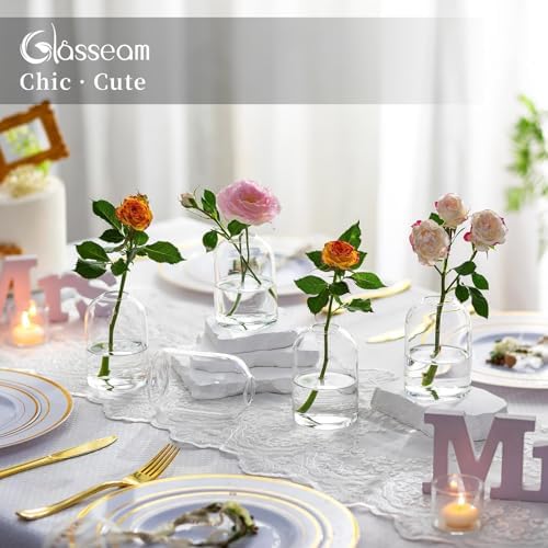 Glasseam Glass Bud Vases for Single Stem Flower, Small Clear Vase Set of 12 - Image 5