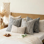 Boho Striped Decorative Throw Pillow Covers 26"X26" Set of 2,Gray White - Image 6