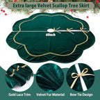 Arrowbash Green 60 Inch Christmas Tree Skirt Velvet Scallop Ddge - Image 5