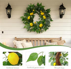 24 Inch Artificial Lemon Wreath for Front Door, Summer Lemon Wreath with Lifelike Yellow Lemons, Greenery, Spring Summer Farmhouse Wreaths for Porch Wall Window Kitchen Home Decor - Image 3