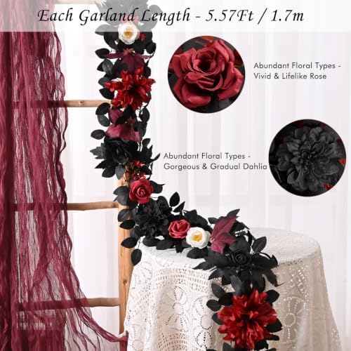 Waipfaru 2Pcs Halloween Garland, Artificial Rose Flower Garland for Mantle - Image 2
