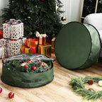 4 Pack Wreath Storage Container, 24 Inch Christmas Wreath Storage Box with Clear Window and Handles Upgrade Oxford Cloth Garland Bags with Dual Zipper for Xmas Wrapping, Green - Image 5