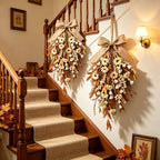 2 PCS 24'' Fall Teardrop Wreath Boho Pampas Grass Wags for Front Door - Image 6