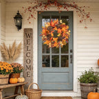24" Fall Wreath for Front Door with Pinecones, Faux Maple, Berries & Acorns - Image 7