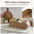 StorageWorks Toilet Paper Basket, 3-Section Toilet Tank Basket, Seagrass - Image 4