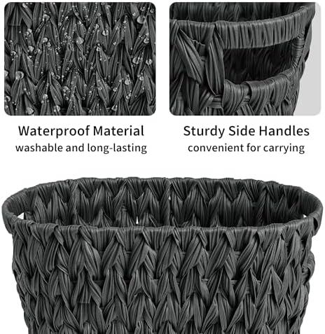 GRANNY SAYS Wicker Trash Can, Wicker Waste Basket for Bathroom, Black - Image 5