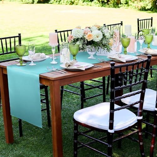 Bencailor 24 Pcs Light Blue Satin Table Runners Bulk, 12 x 108 Inch - Image 2