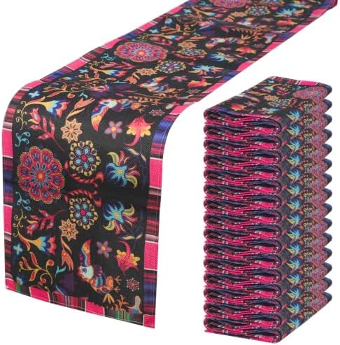 15 Pack Mexican Fiesta Table Runner 72×13in Long Cinco de Mayo Day of The Dead Dia De Los Muertos Runners Farmhouse Rustic Runner for Kitchen Dining Home Party by Zrlljp