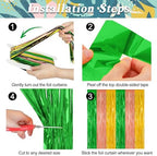 ZATAYE 12 Pack Green Brown Yellow Hawaiian Luau Foil Curtain Decorations - Image 3