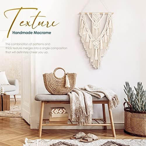 Macrame Boho Wall Hanging Decor, Geometric Woven Tapestry with Long Tassel - Image 6