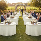 Fitted Beige Spandex Table Skirts for Wedding Party,60 Inch Round,6 Pack - Image 2