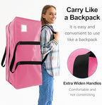 VELVETSURE 12 Pack Heavy Duty Large Moving Bags W/Backpack Straps - Strong Handles & Zippers, Storage Totes For Space Saving, Fold Flat, Alternative to Moving Box and Storage Bin, Pink - Image 4
