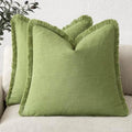 Foindtower Decorative Linen Fringe Throw Pillow Covers 18×18 Lush Green by Foindtower