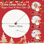 72 Inches Christmas Tree Skirt for Xmas Tree Holiday Party Decorations White Plush Gold Sequin Snowflake - Image 2
