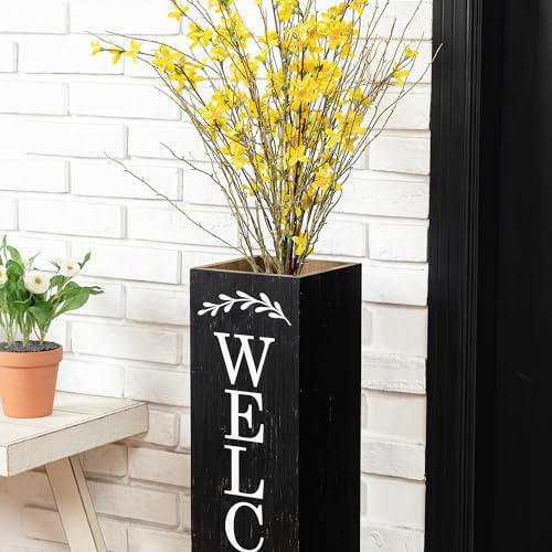 Glitzhome 2Pcs Wooden Welcome Porch Sign, Rustic Double Sided Box-shaped "WELCOME, PORCH" Porch Sign for Front Porch Decor, Black, 30"H - Image 4