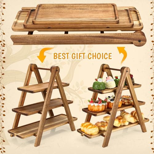 Havawish 5 Pcs Wood Dessert Display Set, Cupcake Stand Cake Tower Tray - Image 3