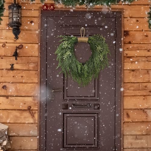 Suncalla Christmas Norfolk Pine Wreath 16" for Front Door Christmas Wreath - Image 5