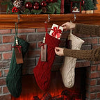 Zubebe 4 Sets 18 in Knitted Christmas Stockings Kit, Metal Stocking Holder and Name Tags Large Knit Xmas Stocking with Marker Pen for Family Holiday Xmas Party Fireplace Mantel Decor - Image 2