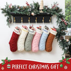 Personalized Christmas Stockings,Custom Embroidered Name & Monogram Knit Stockings for Kids,Family,Red/Green Cable Knit 18" Christmas Stocking for Fireplace Holiday Decor Gifts(8 Pack) - Image 6