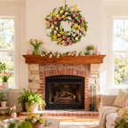 22" Tulip Wreath Spring/Summer Wreaths Artificial Floral Wreaths for Front Door Yellow Pink Tulip Easter Wreath for Indoor Outdoor Home Holiday Party Wedding Decor - Image 6