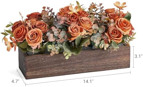 Dahey Artificial Flowers in Wood Box, Fall Centerpieces for Table Decor - Image 6