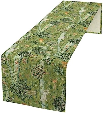 William Morris Original Design Green Table Runner Vintage Floral Table Runner for Dining Table Decor 13 x 120 Inch by SXXLDNG