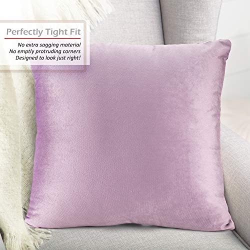 Nestl Throw Euro Pillow Covers, Cozy Velvet Decorative Pillow Covers 26x26 Inches, Soft Solid Couch Pillow Case for Sofa, Bed and Car, Set of 4 - Light Gray Lavender - Image 4