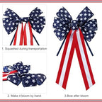 Yunlly 8 Pieces Large Patriotic Bows Decor 4th of July Bows Wreaths Blue White and Red Stripes and Stars for Memorial Day 4th of July Independence Day 250th Anniversary Patriotic Decorations - Image 4