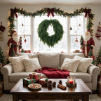28" Norfolk Pine Christmas Wreath for Front Door – Large Artificial Greenery Wreath for Wall, Porch, or Indoor Outdoor Holiday Decor – Real Touch Pine Foliage (1, 28") - Image 7