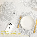 Set of 18 Round Placemats Silver, Heat-Resistant PVC Table Mats with Luxury Metallic Glossy Finish for Thanksgiving Christmas Wedding Party Decor, Easy to Clean - Image 4