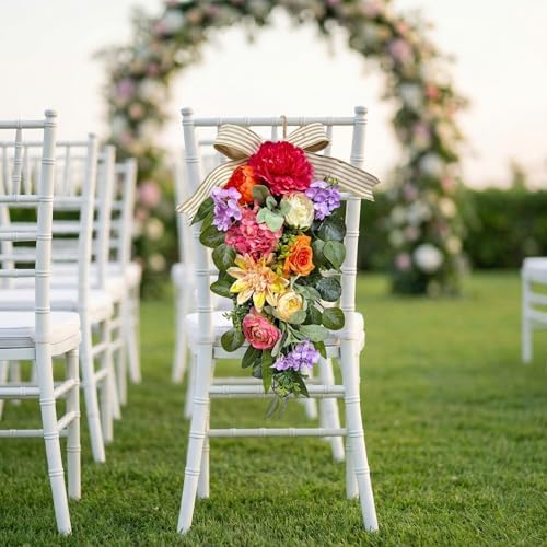 Svndlyn 24 Inch Lighted Floral Teardrop Swag with Timer, Peony and Roses - Image 7