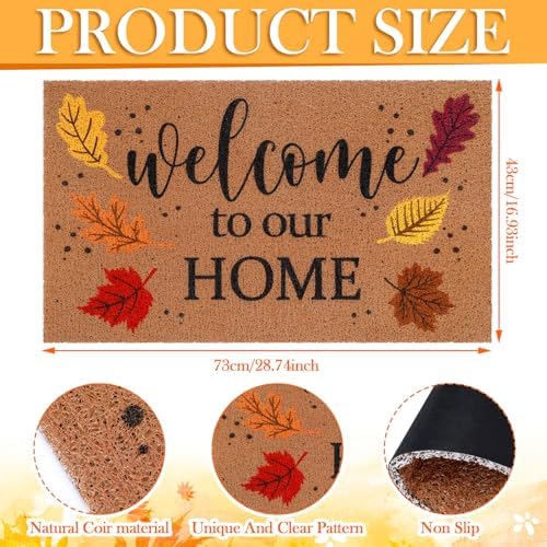 2 Pcs Fall Welcome Door Mat and Wreath for Front Door Autumn Outdoor Mat - Image 4