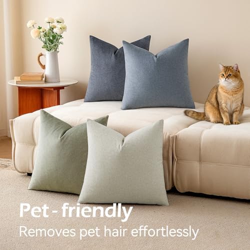 a moment Waterproof Throw Pillow Covers Set of 4,18x18 Inch Outdoor Stain Resistant Pet Friendly Pillowcases Cushion Covers for Patio Sofa and Living Room,Seaside Mist - Image 6