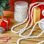 Giegxin 2 Pcs Wood White Christmas Bead Garland 66 Feet in Total Farmhouse - Image 5