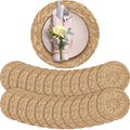 Aneco 24 Pack 13.8-Inch Round Woven Placemats Natural Hand-Woven Boho Rattan Wicker Bulrush Placemat Farmhouse Rustic Braided Table Mats for Dining & Kitchen Decor by Aneco