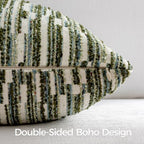 Boho Striped Decorative Throw Pillow Covers 26"X26" Set of 2，Olive Green - Image 3