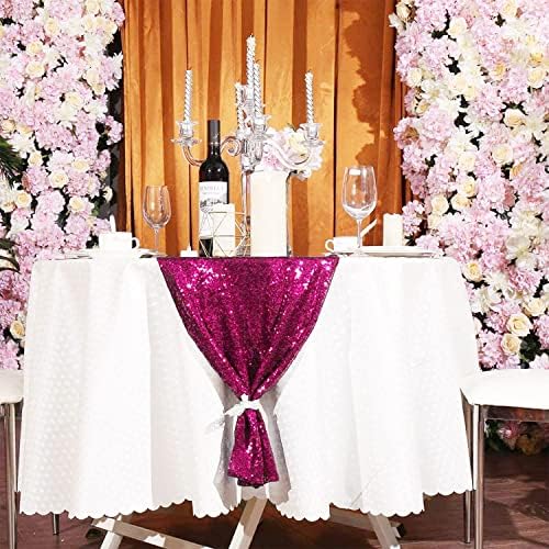 Hot Pink Sequin Table Runner 6 Pack, 12''x108 Glitter Table Runner - Image 4