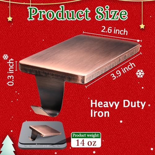 HMASYO Christmas Stocking Holders for Mantle Set of 4, Heavy Duty Iron Stocking Hangers Base, Low Profile Weighted Stocking Holder Hooks for Fireplace Tabletop Shelf Christmas Decoration, Copper - Image 2