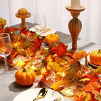 VIHOSE 2 Pack Fall Maple Leaves Thanksgiving Garland 11.5ft, Orange Green - Image 6