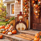Yerliker Turkey Porch Sign, Thanksgiving Outdoor Decor for Home, 15 x 17 in - Image 4