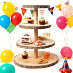 Haploon 4 Tier Wooden Cupcake Stand Paulownia Wood Dessert Display Tower - Image 5