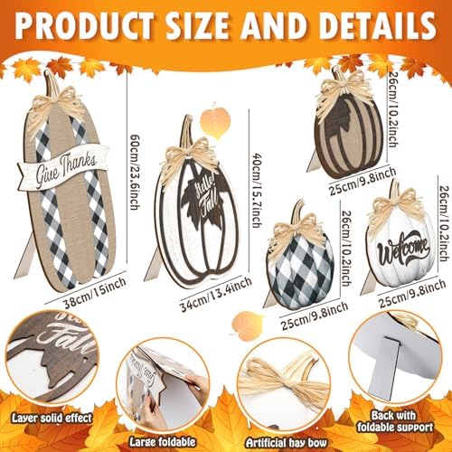 GlikCeil 5 Pcs Fall Pumpkins Porch Decor, Fall Outdoor Decorations - Image 2
