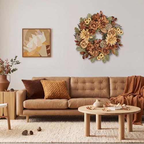 24in Fall Wreaths for Front Door Artificial Autumn Wreath - Image 3