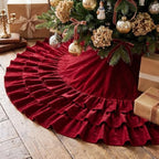 Hollowfly 48 Inch Ruffled Velvet Christmas Tree Skirts Burgundy Tree Skirt by Hollowfly